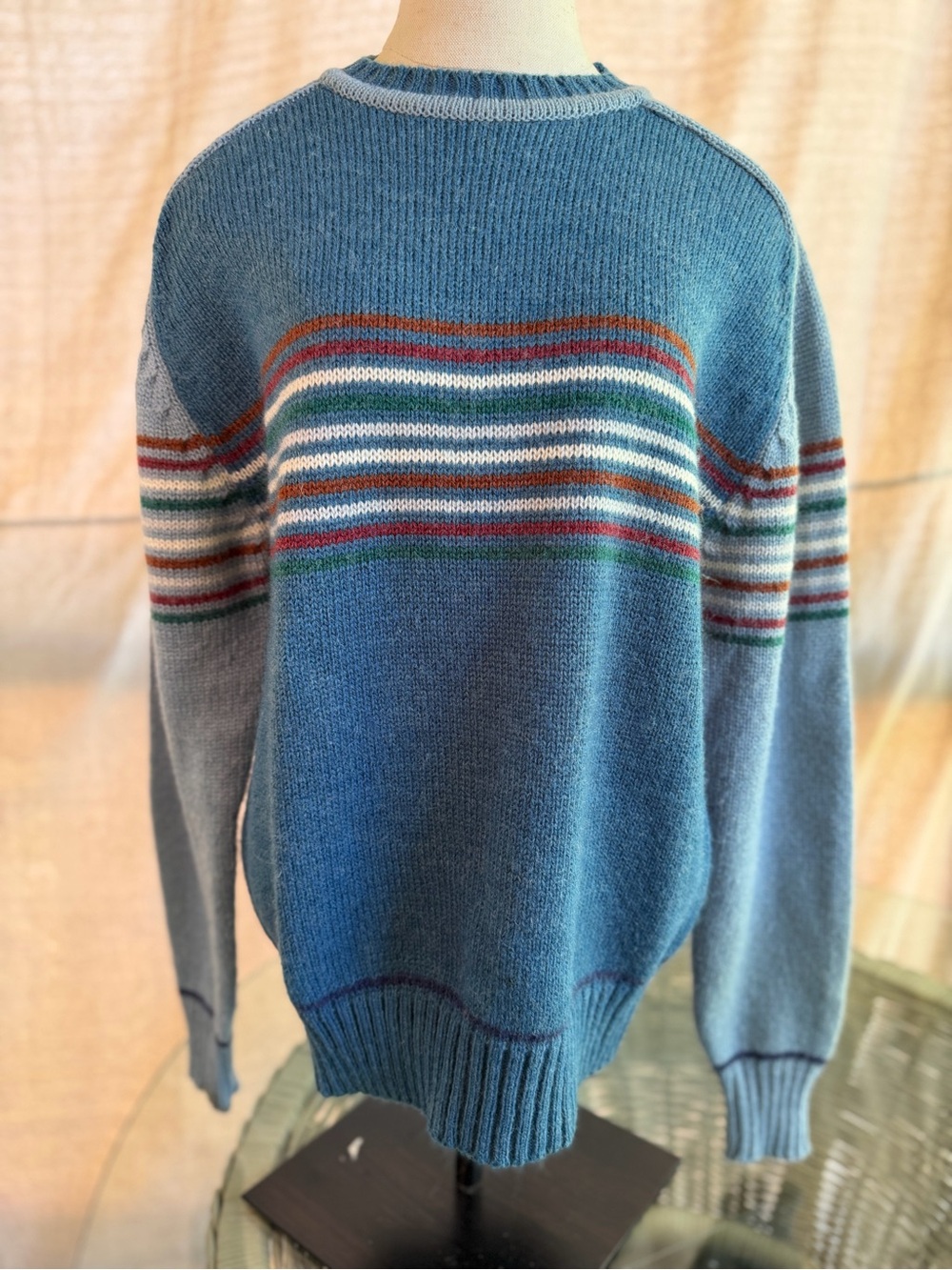 Vintage Blue Striped Crewneck Sweater